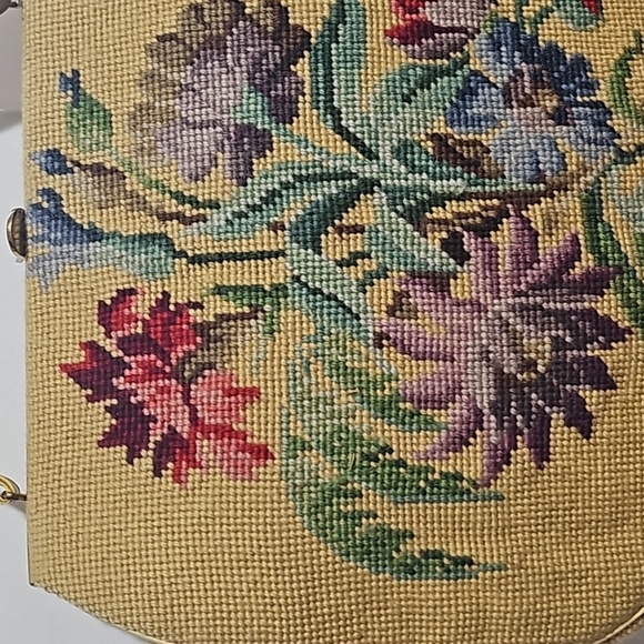 Vintage needlepoint purse, handbag 👜, great condition, real leather 👌 - Picture 4 of 16